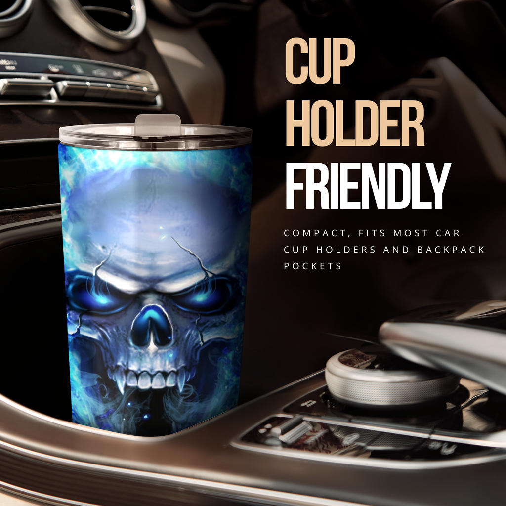 Fire skull tumbler mug