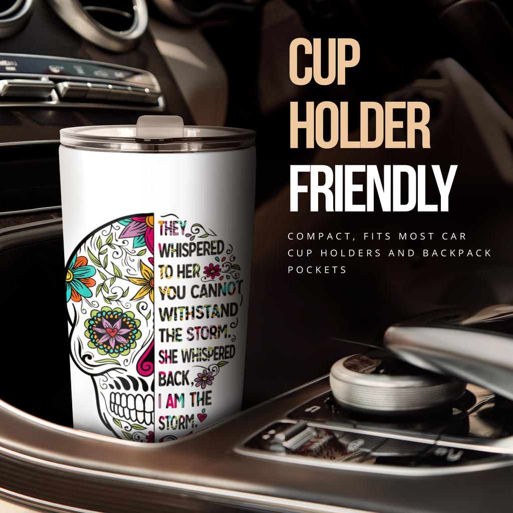Sugar skull Day of the dead floral tumbler mug cup