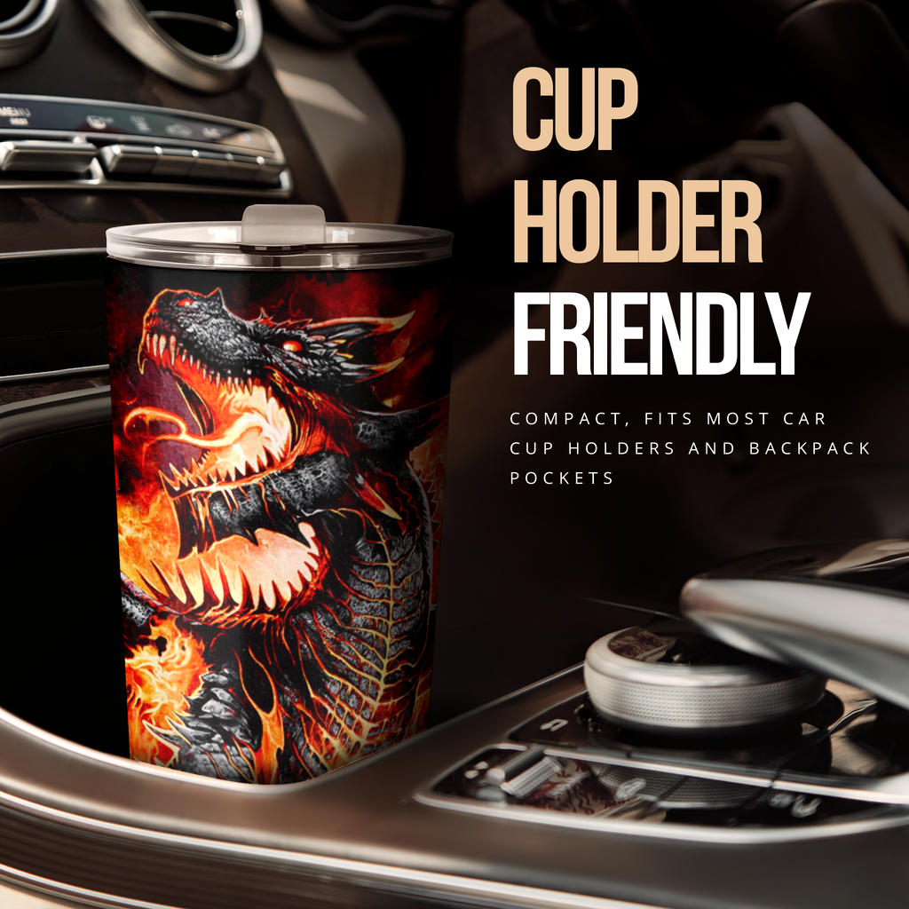 Dragon skull grim reaper tumbler travel mug