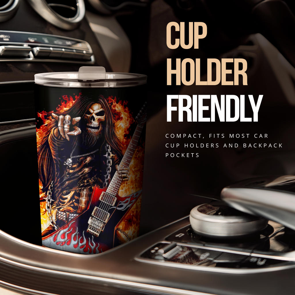 Guitarist grim reaper skull tumbler
