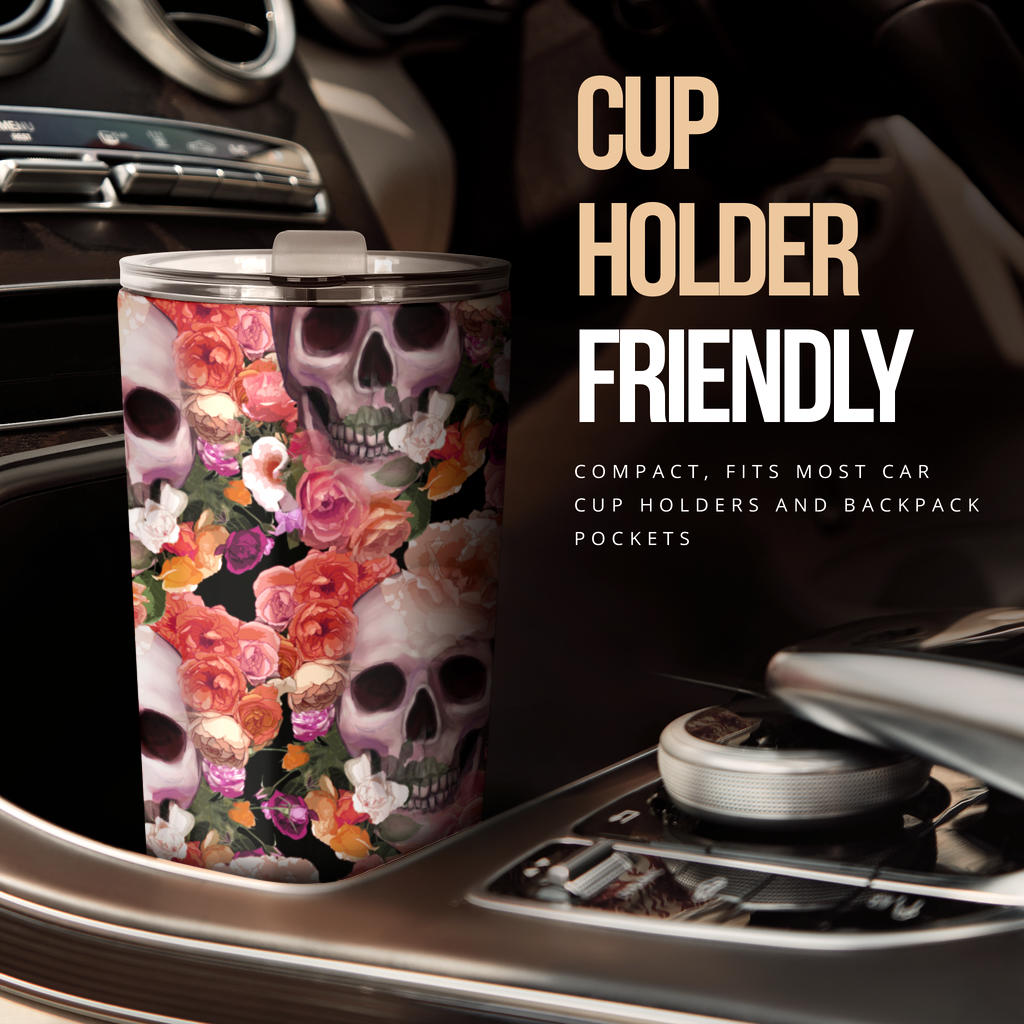 Sugar skull floral tumbler mug cup