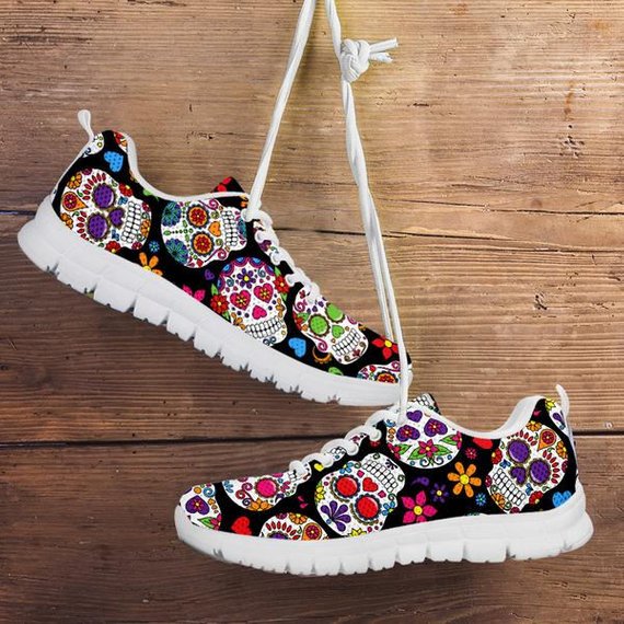 Sugar Skull Custom Sneakers, custom sneaker, custom sneaker man, skull shoes