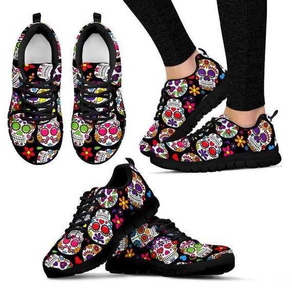 Sugar Skull Custom Sneakers, custom sneaker, custom sneaker man, skull shoes
