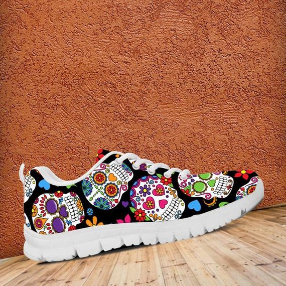 Sugar Skull Custom Sneakers, custom sneaker, custom sneaker man, skull shoes