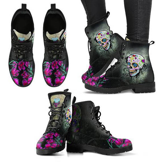Sassy Skull Custom Leather Boots - Ladies Sizes, Leather boots