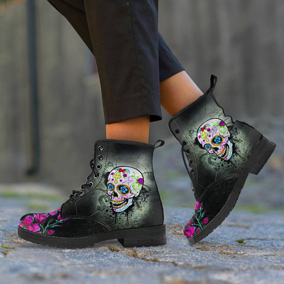 Sassy Skull Custom Leather Boots - Ladies Sizes, Leather boots