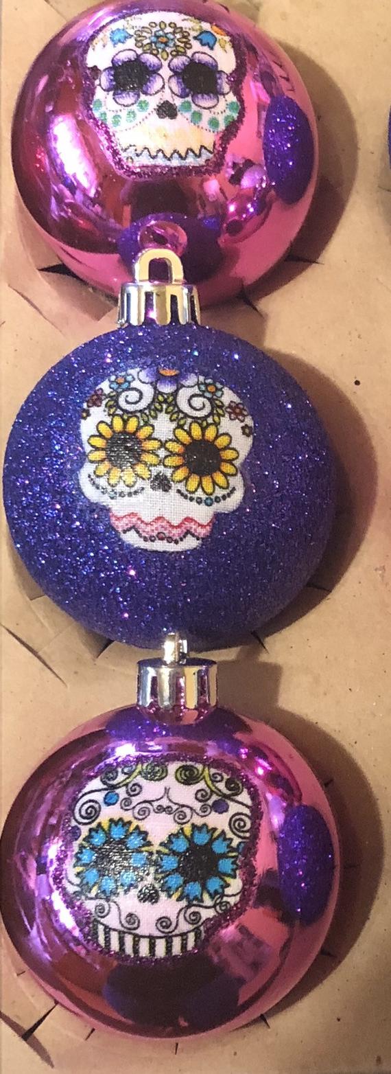 Day if the Dead inspired christmas ornaments