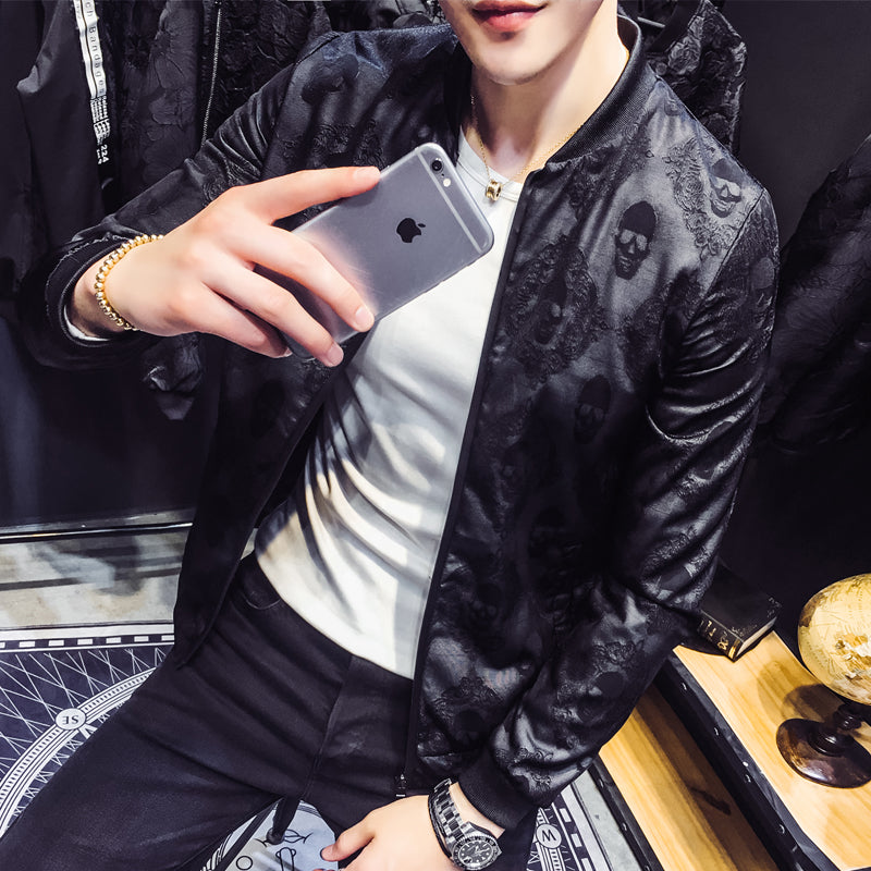 Men jacket skull autumn jacket men's Jacquard Dress Coat