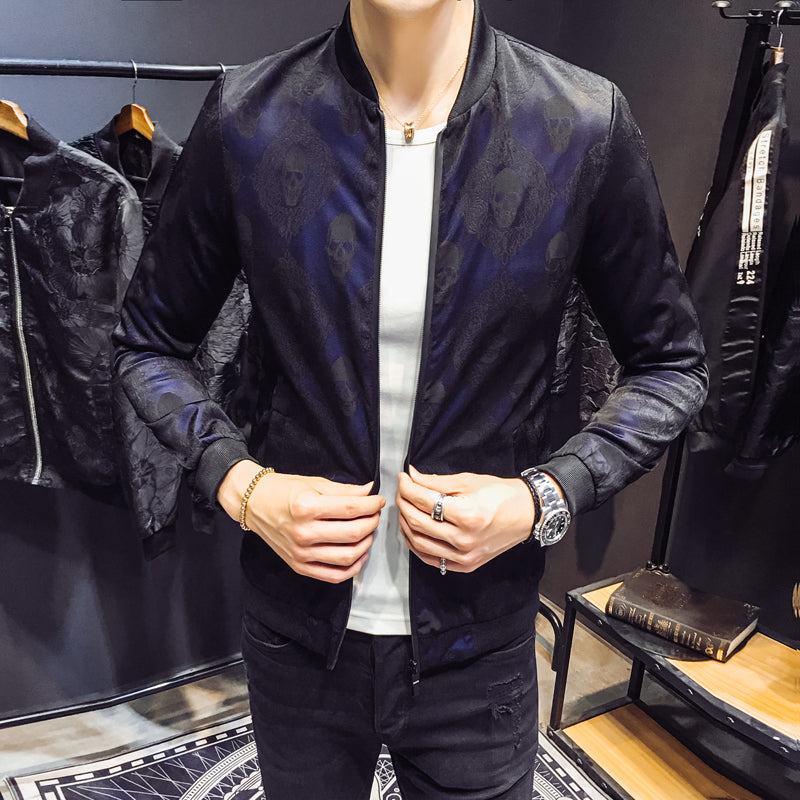 Men jacket skull autumn jacket men's Jacquard Dress Coat