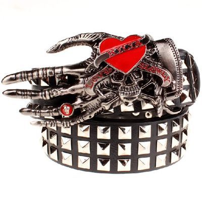 Full big rivet belt skull ghost hand god's metal buckle belts devil eyes bone ghost claw