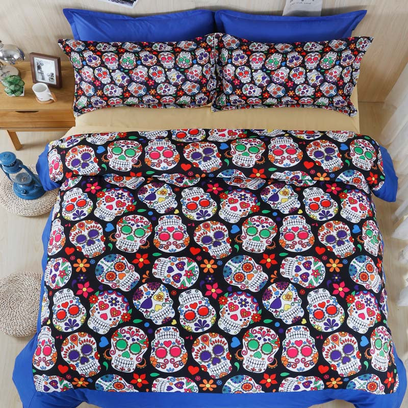 3D Skull Bedding Set Single Queen King Size Bed Sheet Bedlinen Cool Unique Skeleton