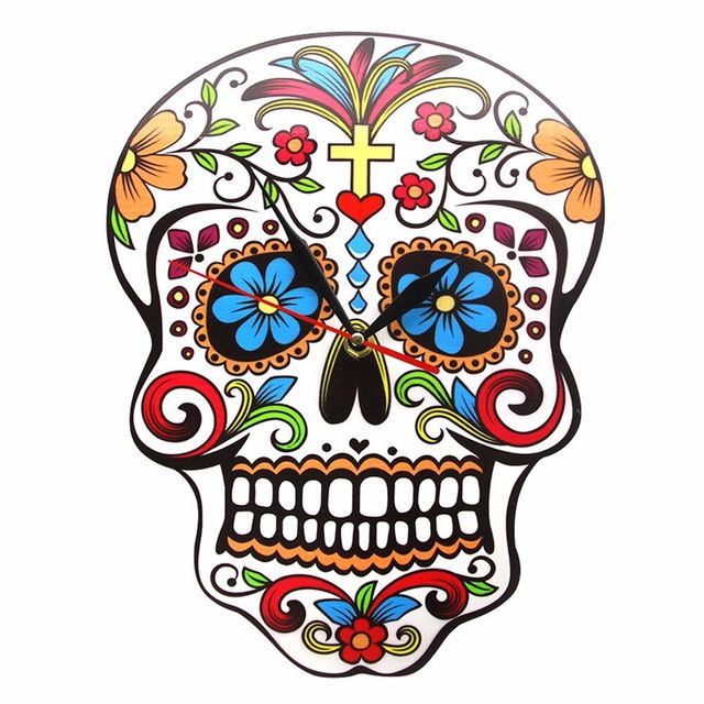 Mexican Dia De Los Muertos Day of the Dead Wall Clock