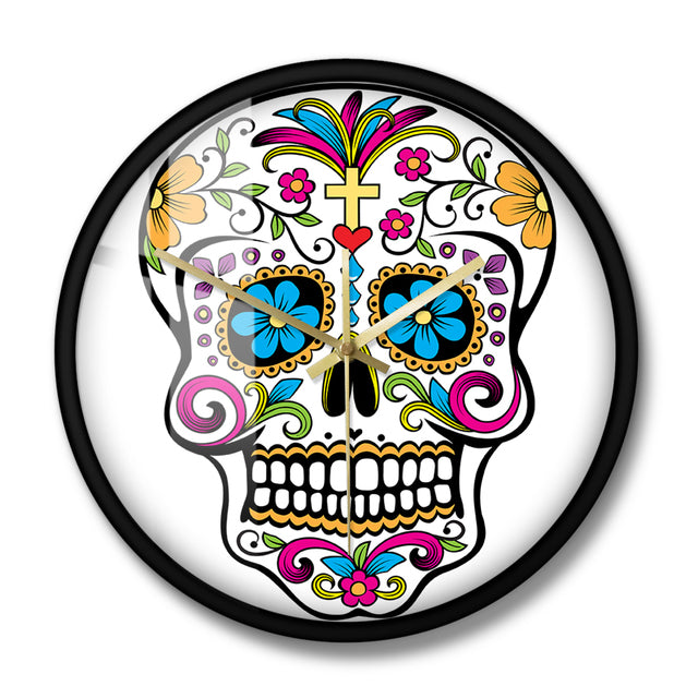 Mexican Dia De Los Muertos Day of the Dead Wall Clock