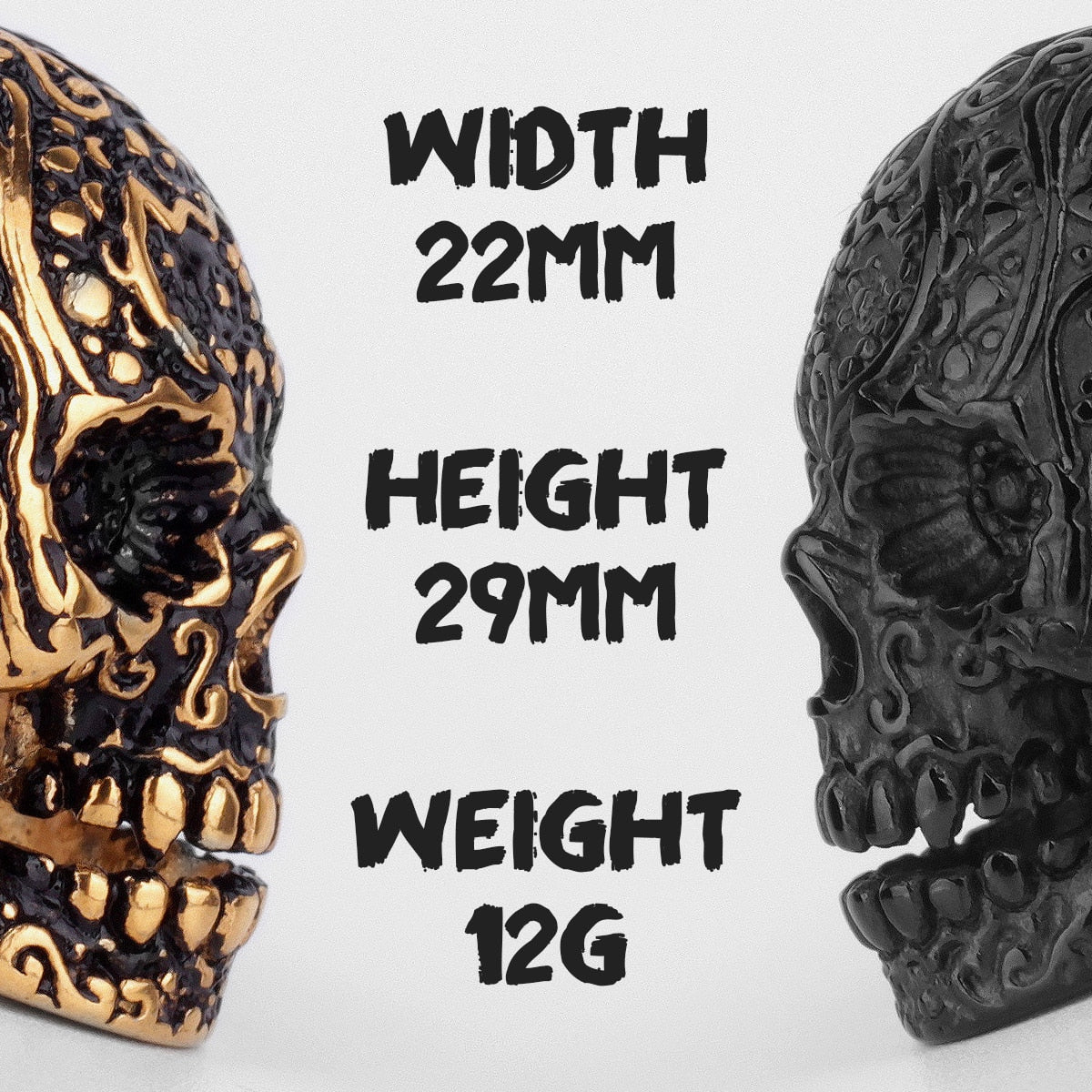 Stainless Steel Gothic Skull Bones Men Rings Vintage Carving Domineering Gothic Rock