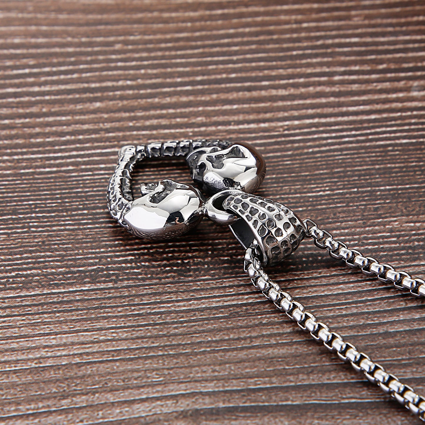 Goth Heart Skull Pendant Necklace For Men Stainless Steel 316L Halloween Couple Gift