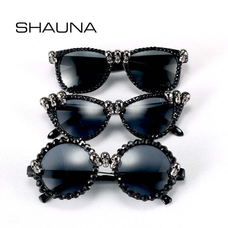 Gothic Skull Sunglasses Halloween Christmas Cat Eye Crystal Punk Sun Glasses