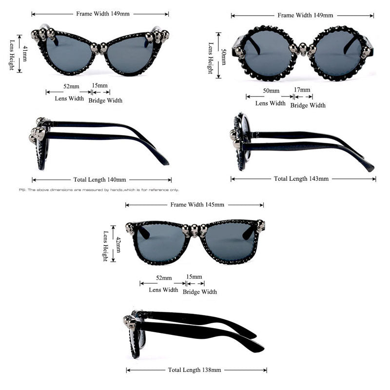 Gothic Skull Sunglasses Halloween Christmas Cat Eye Crystal Punk Sun Glasses