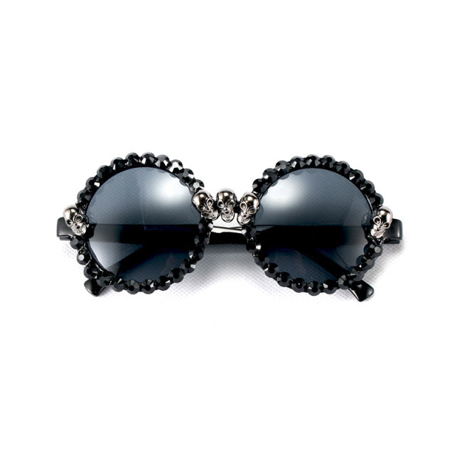 Gothic Skull Sunglasses Halloween Christmas Cat Eye Crystal Punk Sun Glasses