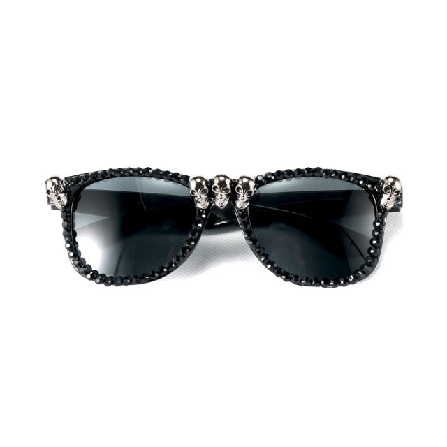 Gothic Skull Sunglasses Halloween Christmas Cat Eye Crystal Punk Sun Glasses
