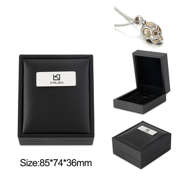 925 Sterling Silver Punk Skull Pendant Necklace