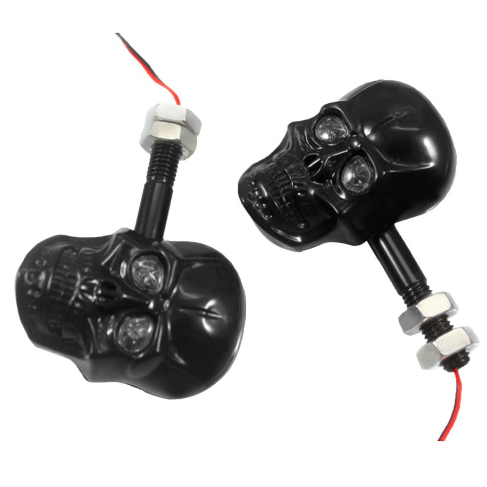 1Pair Personalized Motorcycle Accessories Refit Punk Skull Shape Turn Signal Lights Indicators Weatherproof For Most Motorcycle