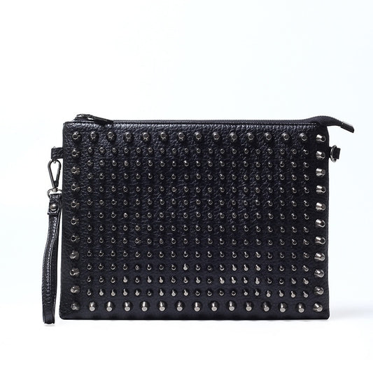 DAEYOTEN Famous Brands Men's Clutch Handbag Rivets Decoration Envelope Bag Unisex Pu Leather Handbags 2019 Free Shipping ZM0379