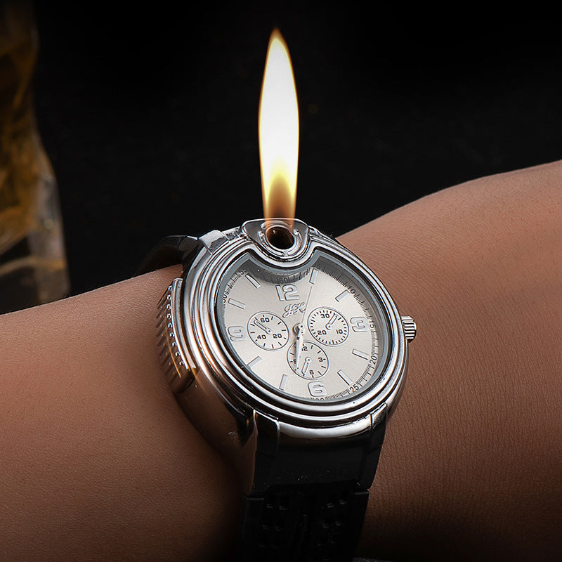 Watch Watch Style Metal Open Flame Lighter Creative Sports Open Flame Watch Lighter Inflatable Adjustable