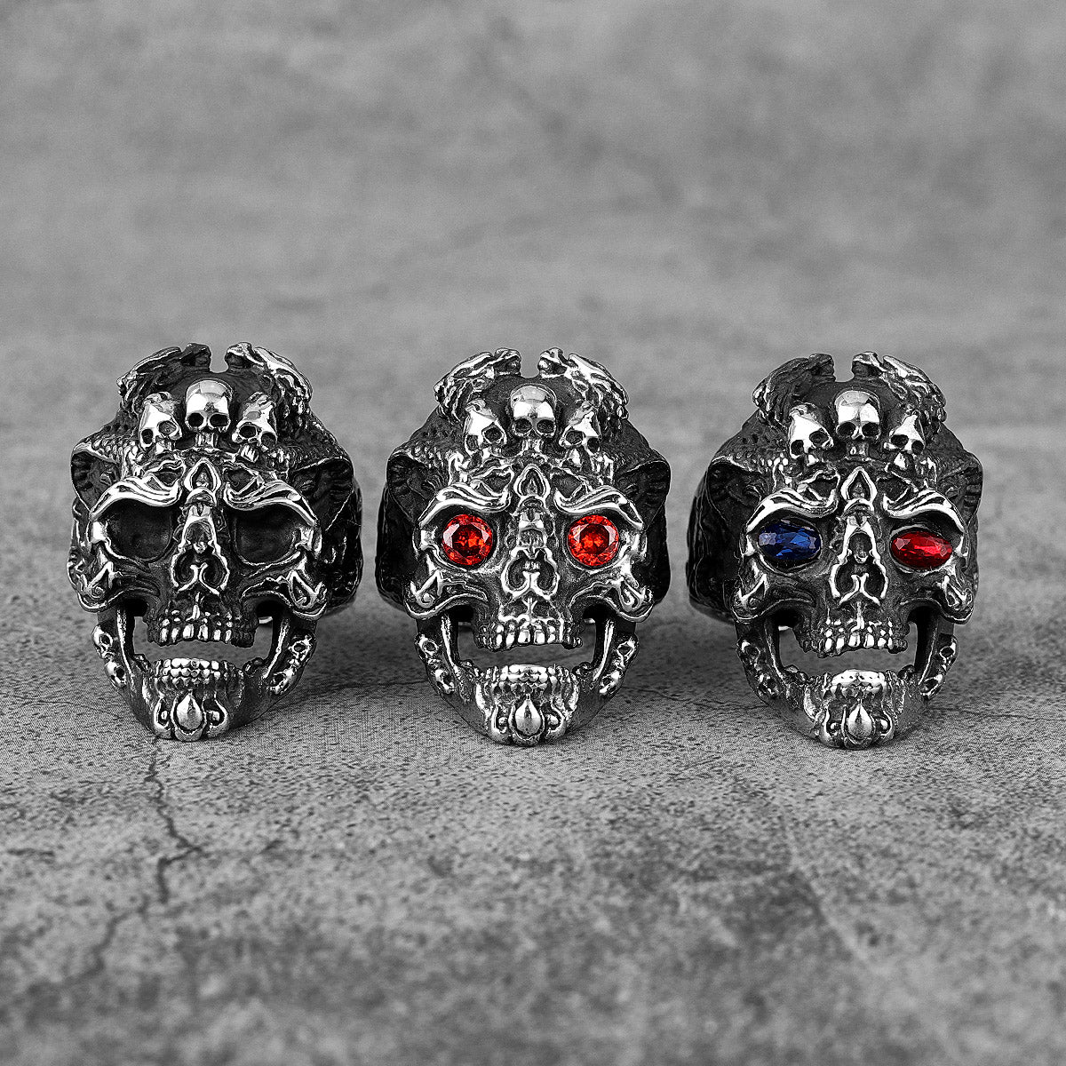 Skull Evil Eyes Stainless Steel Mens Rings Punk Jewelry Creativity Gift
