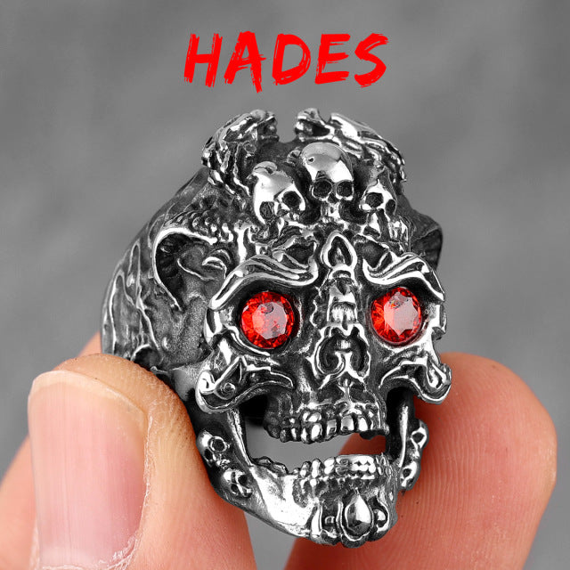 Skull Evil Eyes Stainless Steel Mens Rings Punk Jewelry Creativity Gift