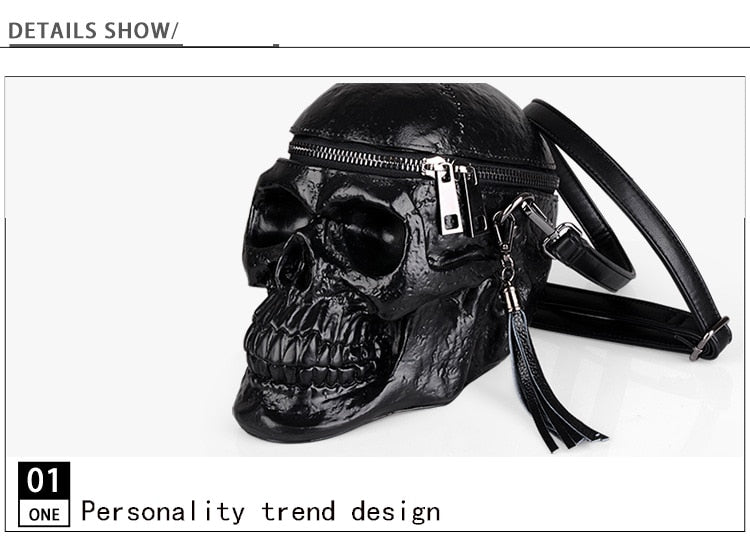 Originality Women Bag Funny Skeleton Head Black handbad Single Package Fashion Designer Satchel Package Skull Bags