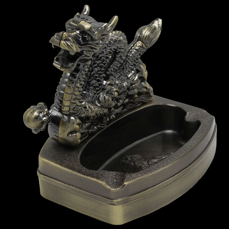 Two-in-one Dragon-shaped Ashtray Lighter Set Can Be Loaded with Butane Flame Torch Creative Lighter