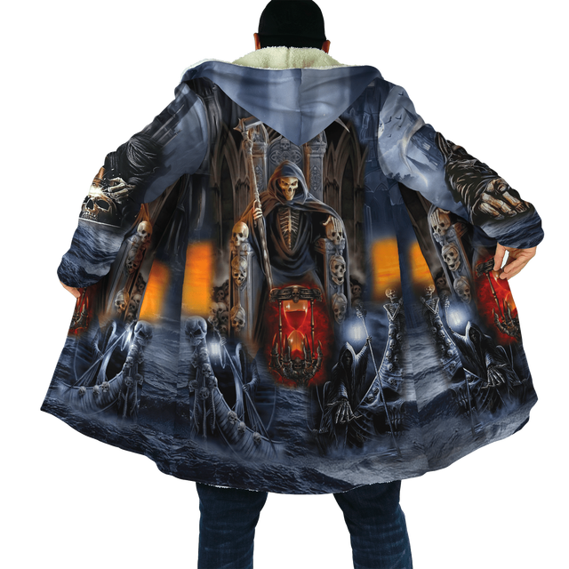 Winter Hooded cloak Crazy Skull With Angel Wings Fleece wind breaker Unisex Casual Thick Warm Hood