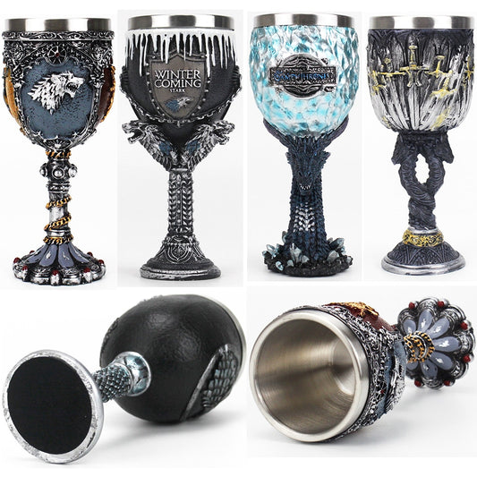 Goblet 200ml High Quality Resin Stainless Steel Wine Glass Champagne Goblet Halloween Christmas Gift Fantasy Retro Drinkware