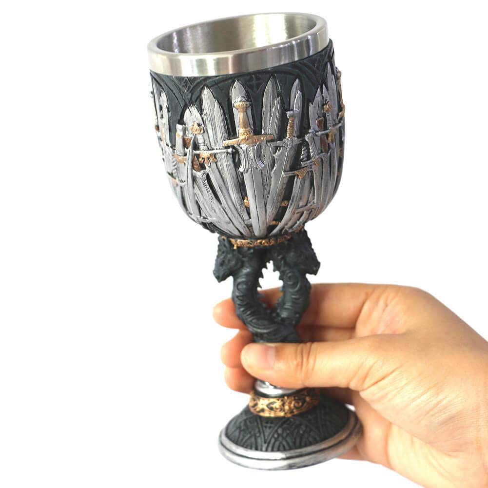 Goblet 200ml High Quality Resin Stainless Steel Wine Glass Champagne Goblet Halloween Christmas Gift Fantasy Retro Drinkware