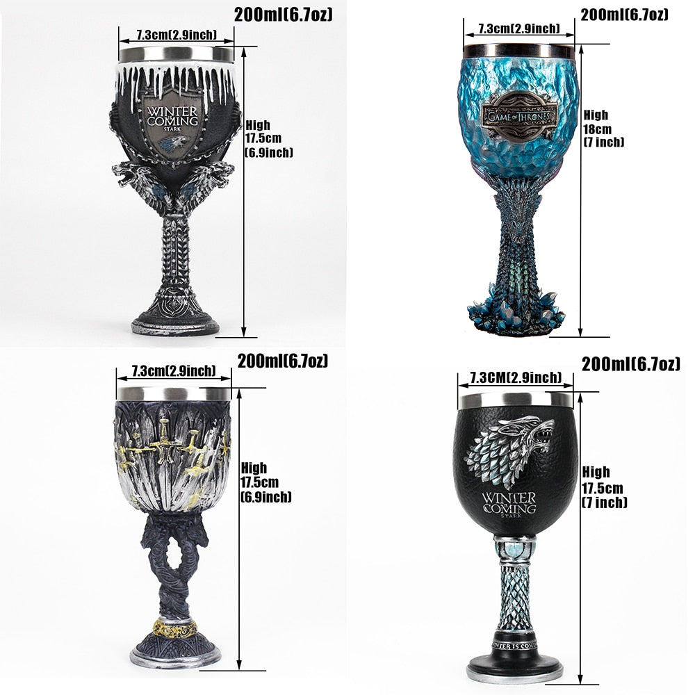 Goblet 200ml High Quality Resin Stainless Steel Wine Glass Champagne Goblet Halloween Christmas Gift Fantasy Retro Drinkware