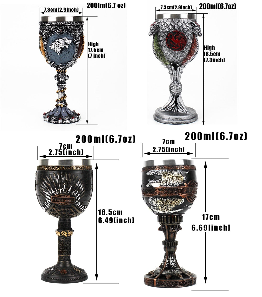 Goblet 200ml High Quality Resin Stainless Steel Wine Glass Champagne Goblet Halloween Christmas Gift Fantasy Retro Drinkware