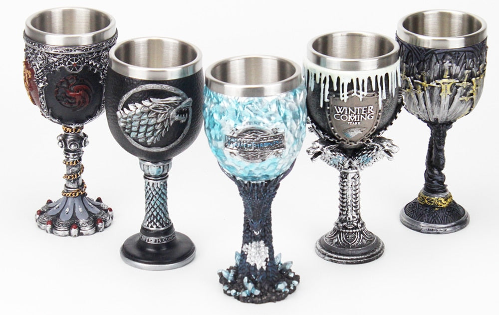 Goblet 200ml High Quality Resin Stainless Steel Wine Glass Champagne Goblet Halloween Christmas Gift Fantasy Retro Drinkware