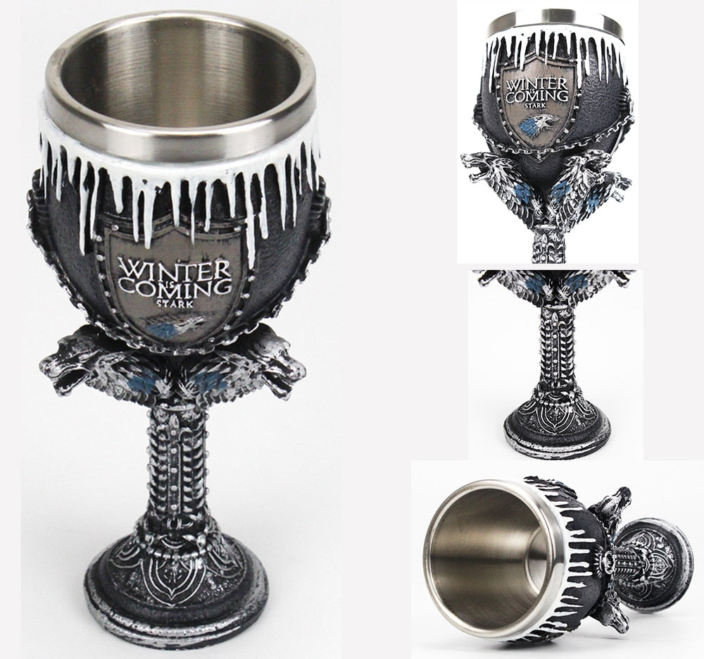 Goblet 200ml High Quality Resin Stainless Steel Wine Glass Champagne Goblet Halloween Christmas Gift Fantasy Retro Drinkware