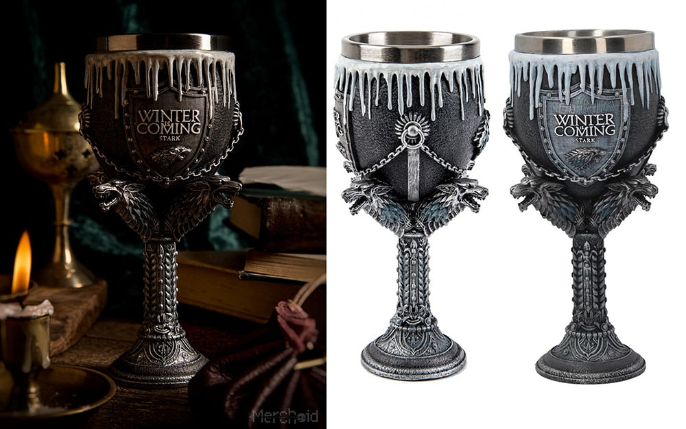 Goblet 200ml High Quality Resin Stainless Steel Wine Glass Champagne Goblet Halloween Christmas Gift Fantasy Retro Drinkware