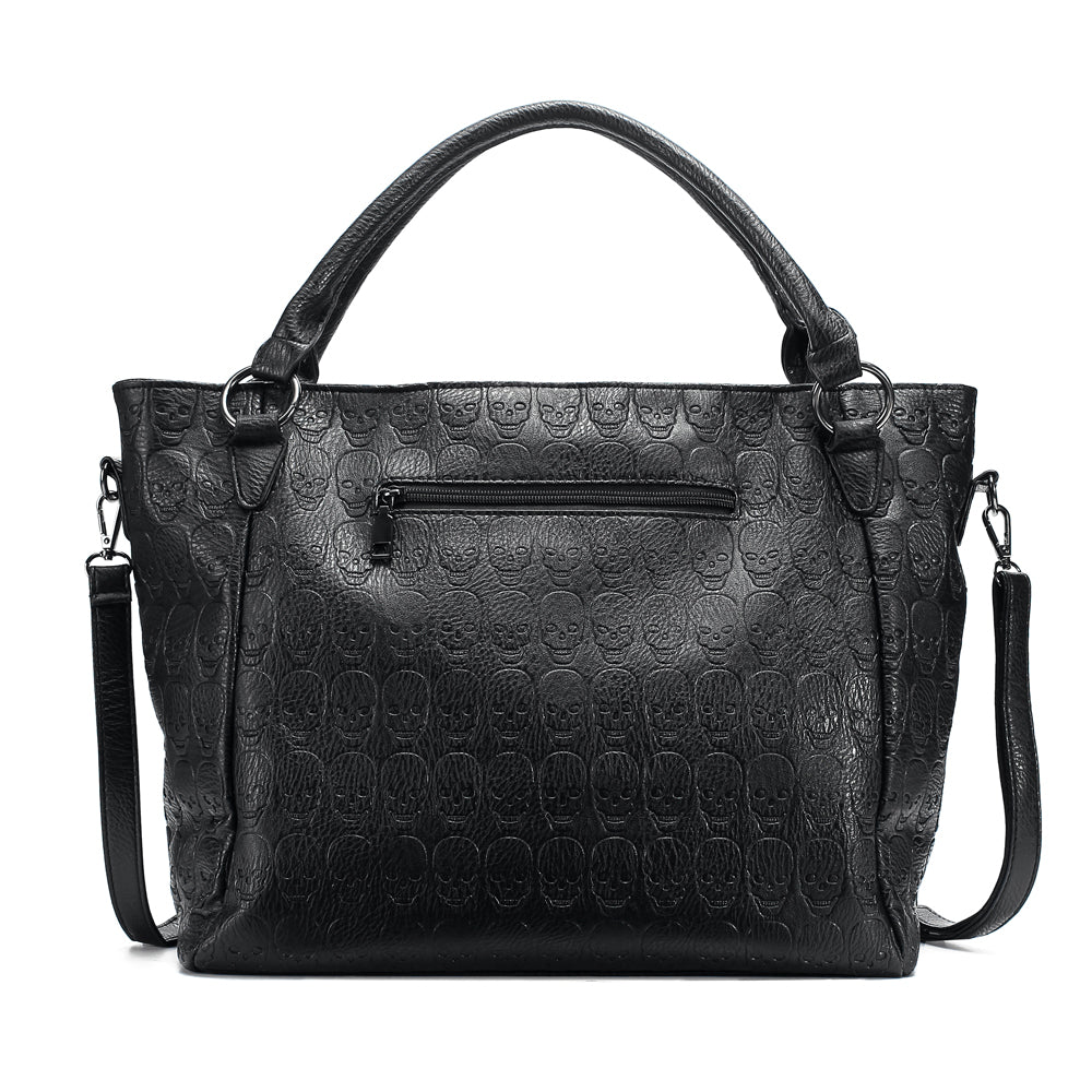 Women Large Capacity Bags Pu Leather Black Handbag Punk Skull Tote Bag