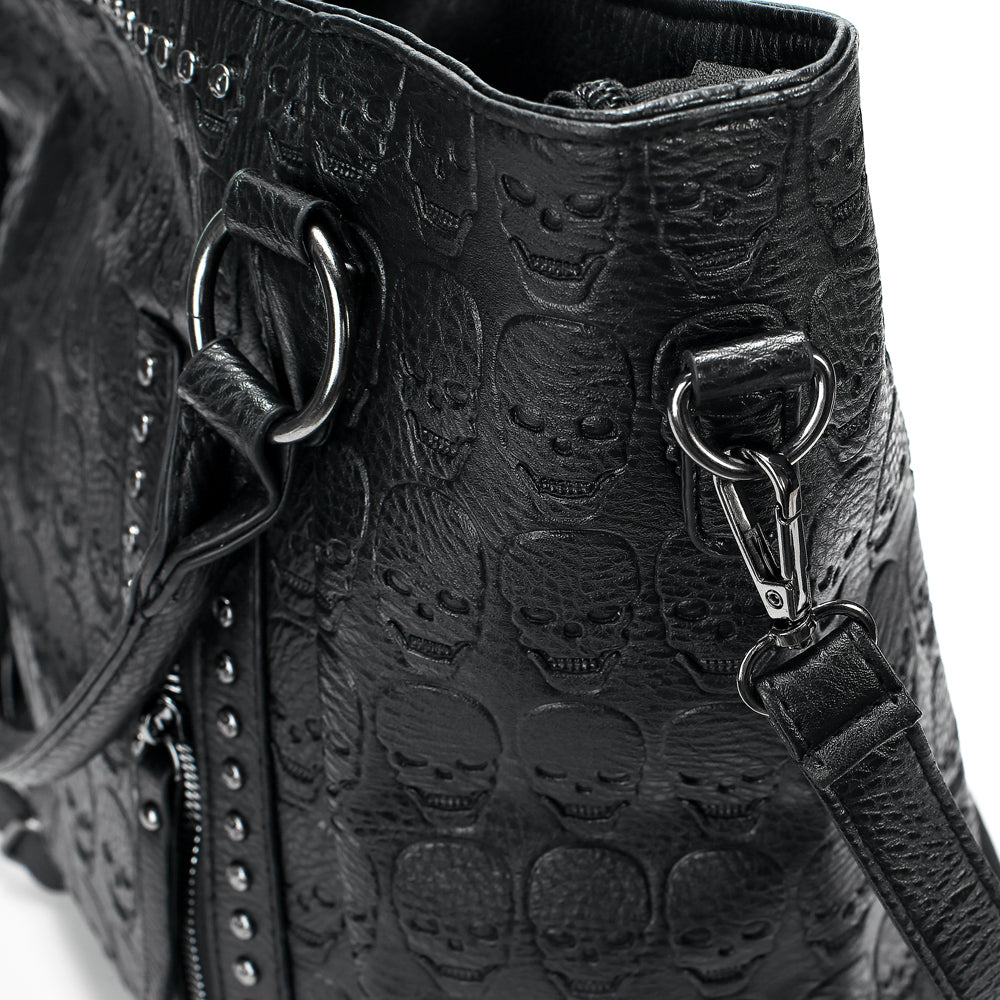 Women Large Capacity Bags Pu Leather Black Handbag Punk Skull Tote Bag