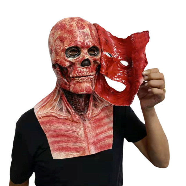 Halloween Double-layer Ripped Mask Bloody Horror Skull Latex Mask Scary cosplay