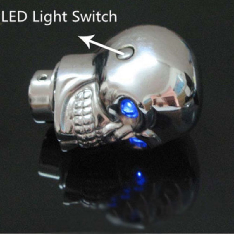 Universal Skull Head Auto Car Aluminium Alloy Gear Stick Shift Shifter Lever Knob with Led Light