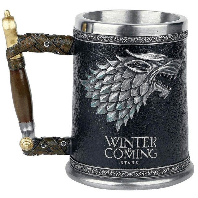 GOT Mugs Stainless Steel and Resin Beer Mug 400ml 600ml Tankard Water Cup Coffee Cup Christmas Halloween Birthday Gift Drinkware