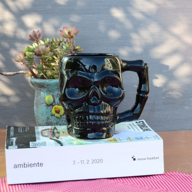 Creative Skull Mug Coffee Mug Halloween Gift 3D Solid Ceramics Mug Ice Bully Cup