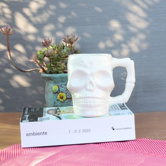 Creative Skull Mug Coffee Mug Halloween Gift 3D Solid Ceramics Mug Ice Bully Cup