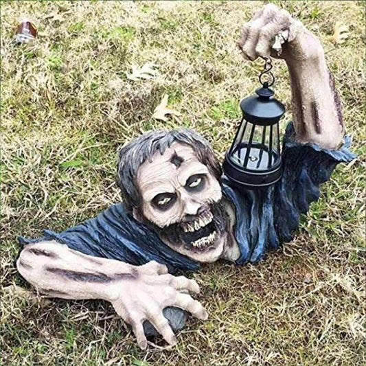 Zombie And Led Lantern Resin Zombie Garden Statue Horror Movie Garden Gnome Statue Outdoor Garden Courtyard Courtyard Lawn