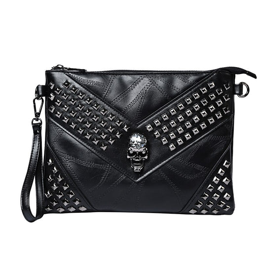 Clutch Handbag Rivets Skull Decoration Envelope Bag Male Shoulder Messenger Bag Men's Purse Free Shipping ZM0480