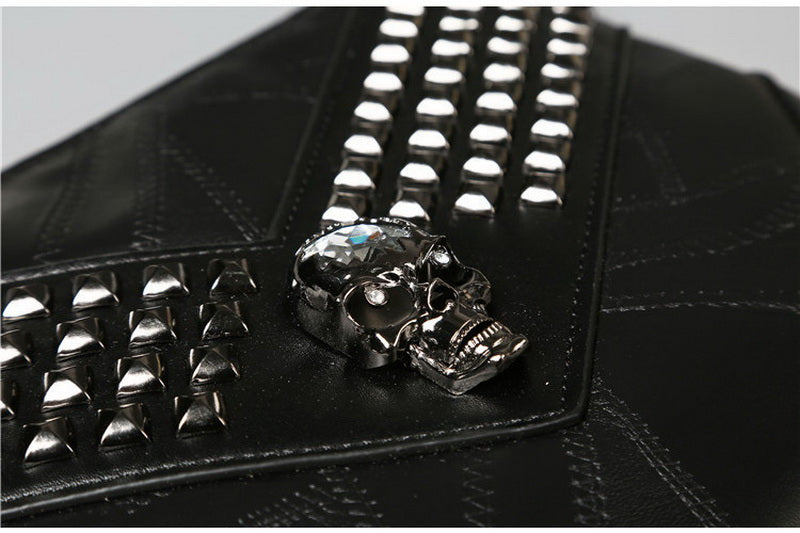 Clutch Handbag Rivets Skull Decoration Envelope Bag Male Shoulder Messenger Bag Men's Purse Free Shipping ZM0480