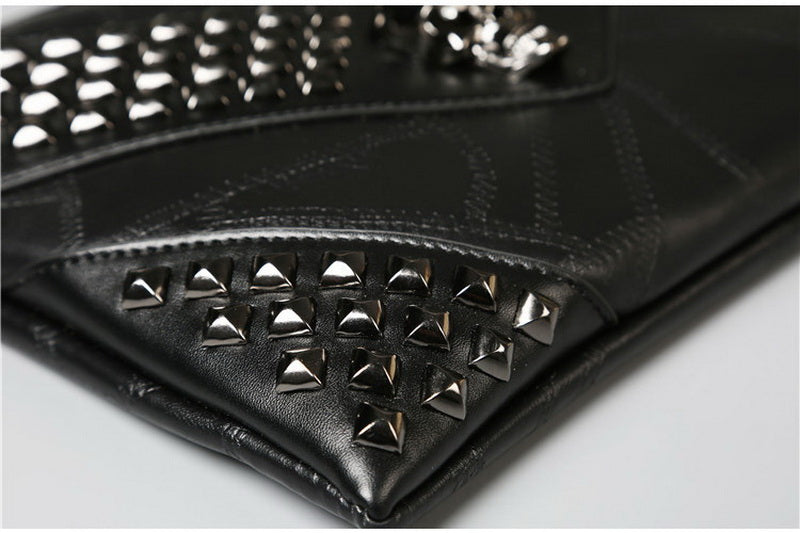 Clutch Handbag Rivets Skull Decoration Envelope Bag Male Shoulder Messenger Bag Men's Purse Free Shipping ZM0480